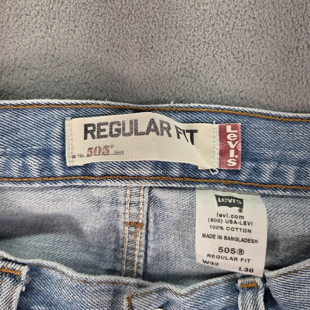 Levis 505 Jeans Mens Blue Light Wash Regular Straight Fits 30x28 - Picture 8 of 16